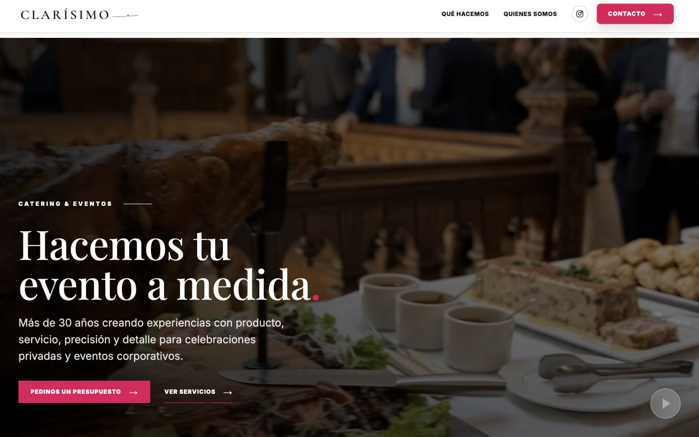 The finished Clarísimo home page on desktop